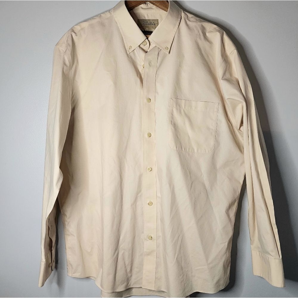 Cabela's button down dress casual shirt men's XL cream color